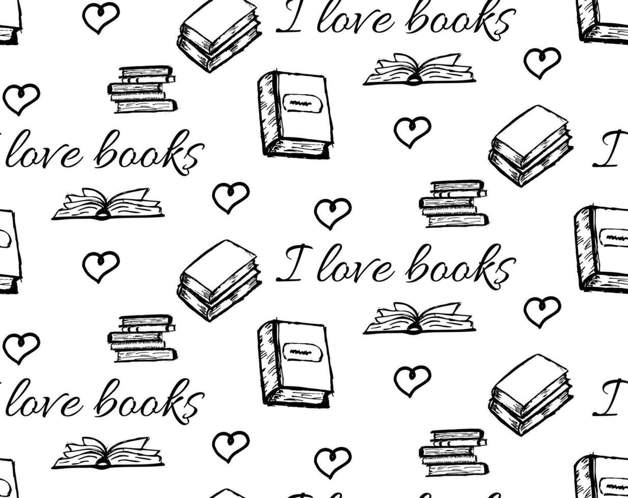 I love books concept Seamless pattern vector