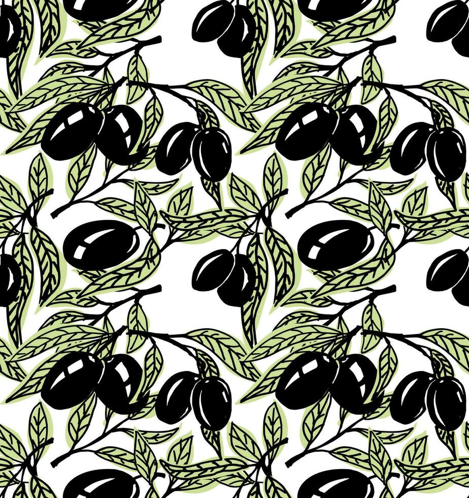 Seamless olive pattern. vector