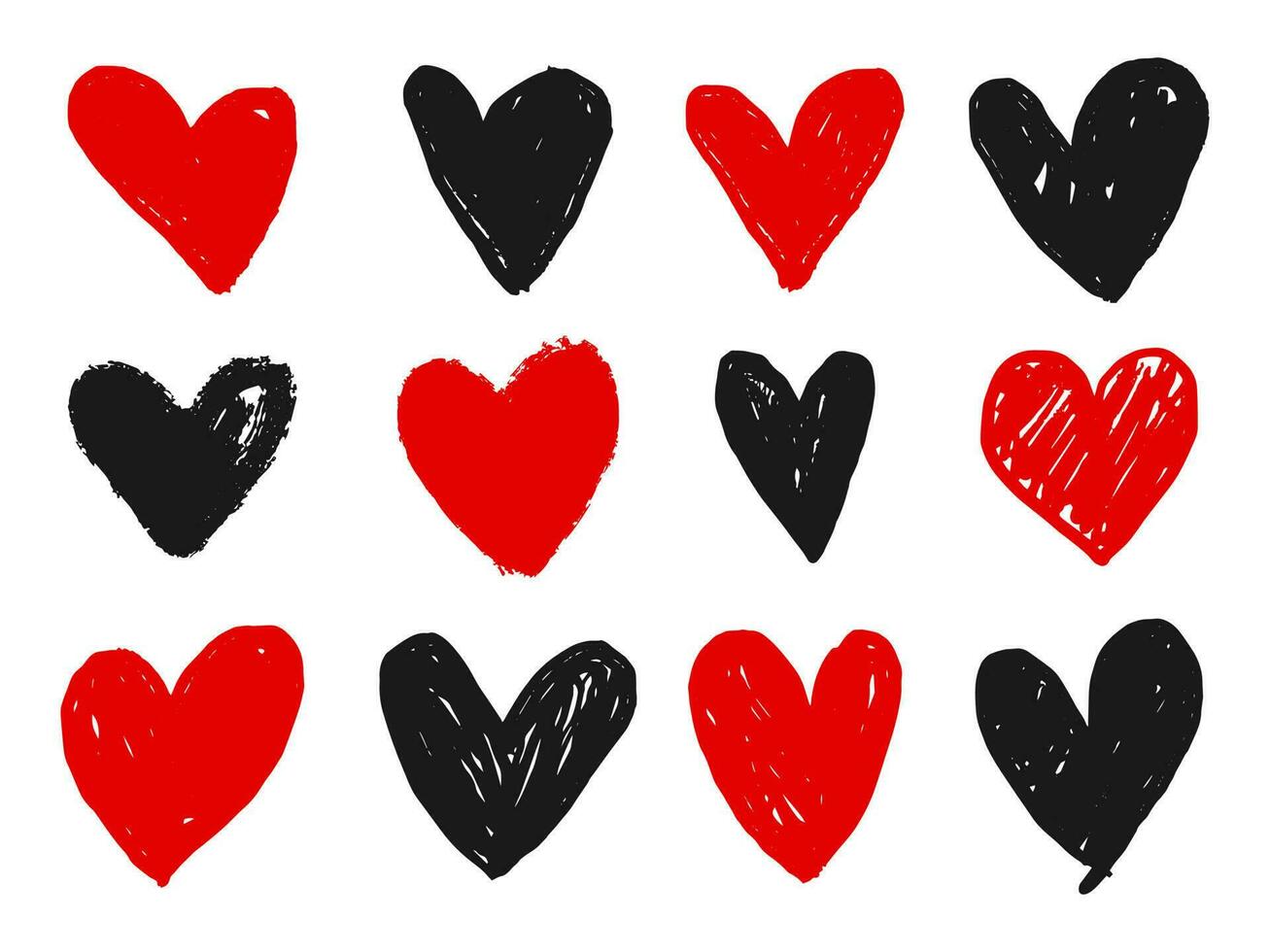 garabatear corazones recopilación. mano dibujado amor corazón. gráfico diseño elemento aislado en blanco antecedentes. vector ilustración