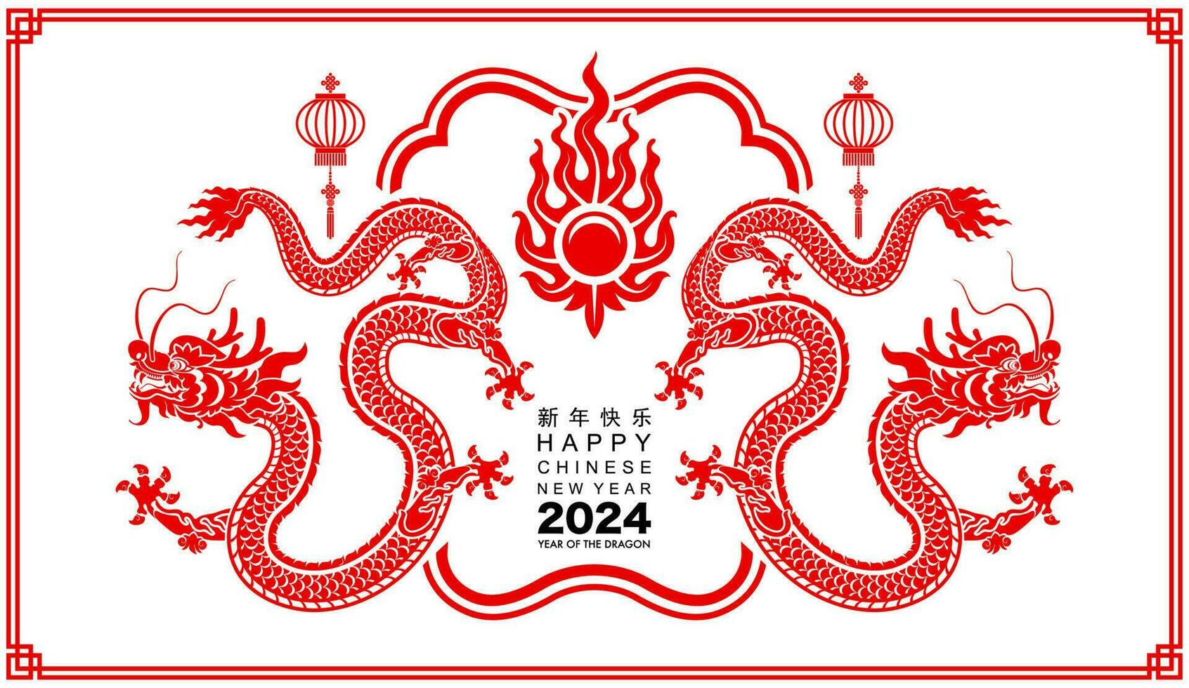 contento chino nuevo año 2024 el continuar zodíaco firmar vector