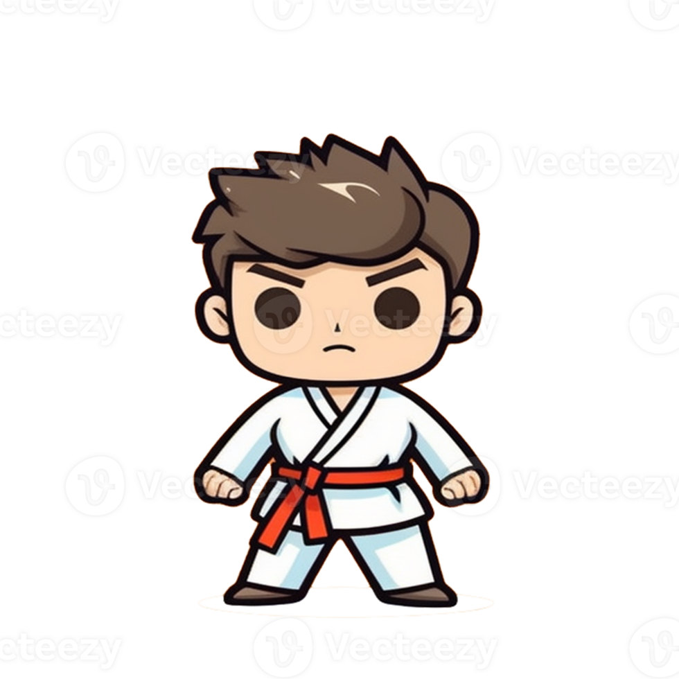 juguetón vistoso taekwondo caracteres, atractivo dibujos animados ilustraciones para todos png