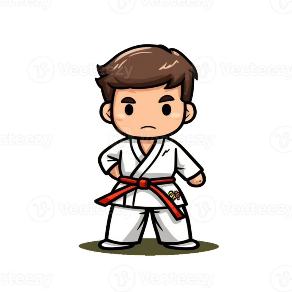 juguetón vistoso taekwondo caracteres, atractivo dibujos animados ilustraciones para todos png