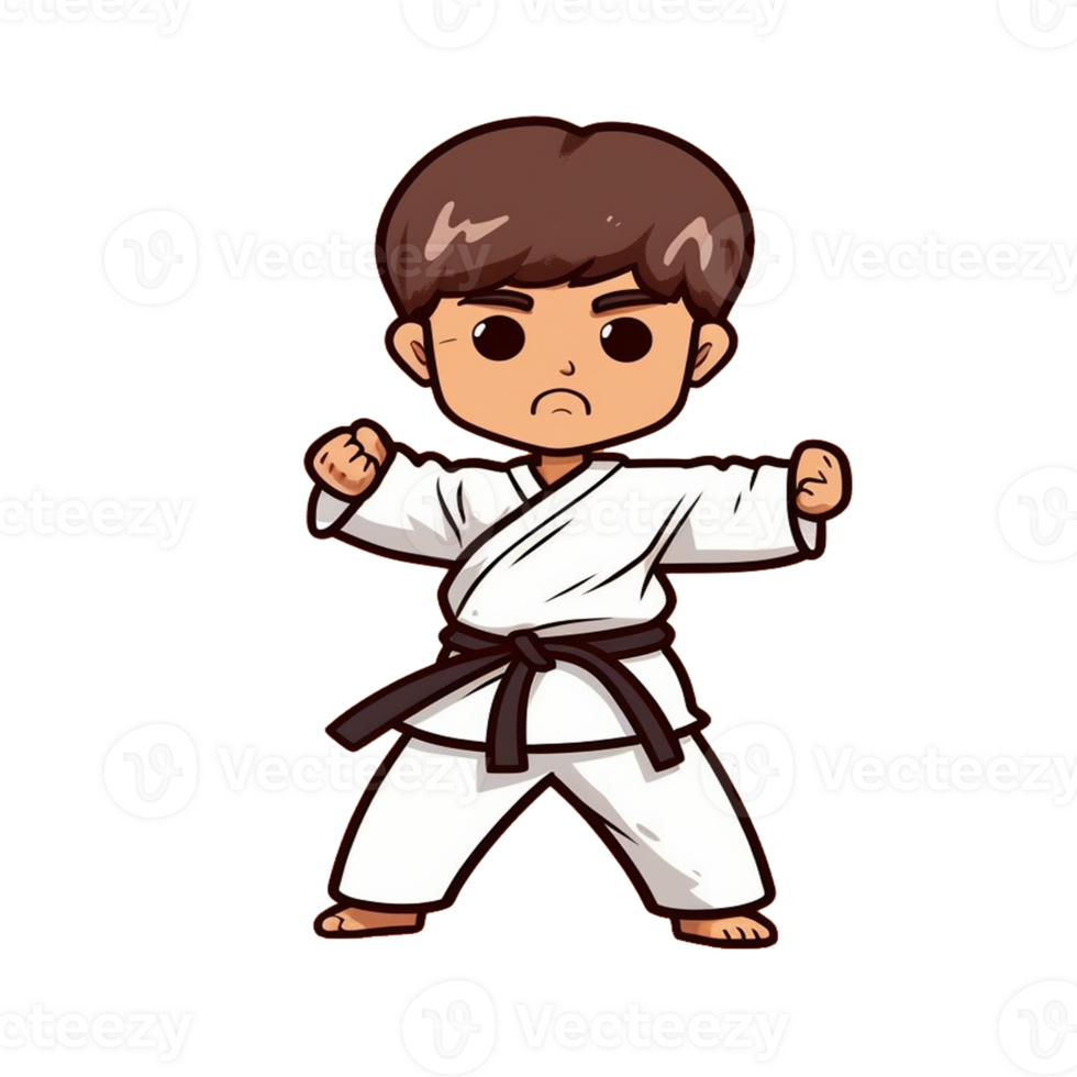 juguetón vistoso taekwondo caracteres, atractivo dibujos animados ilustraciones para todos png