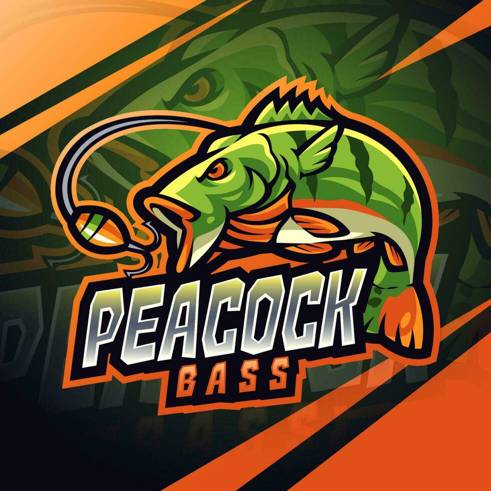 pavo real bajo deporte mascota logo diseño vector