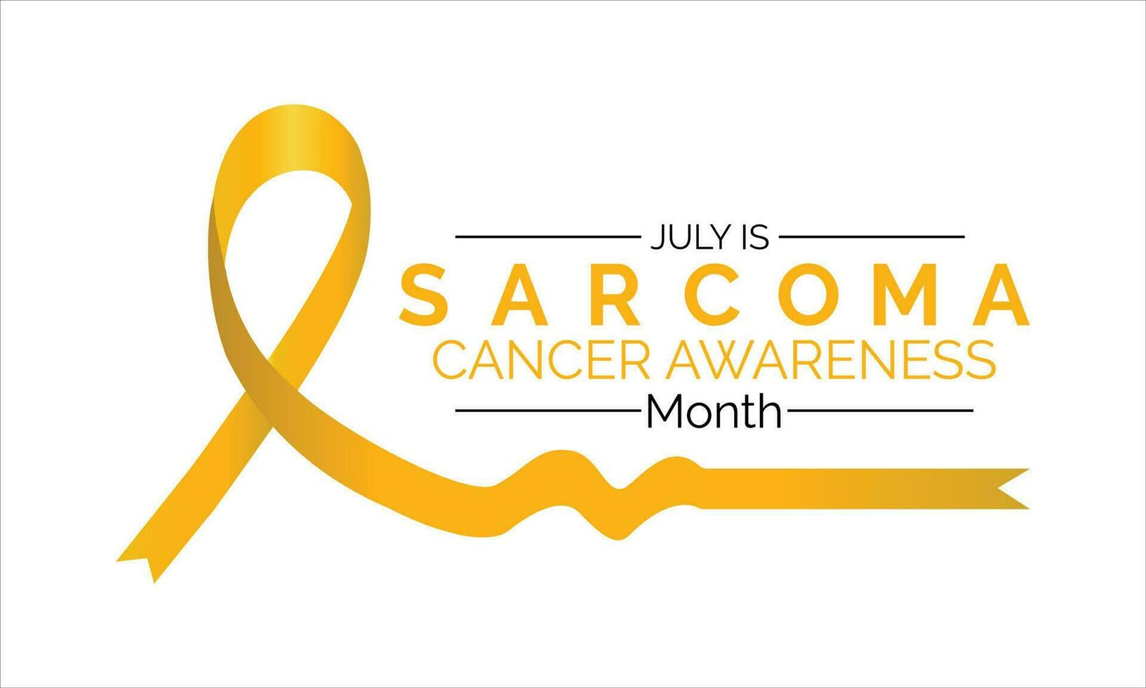 Sarcoma and Bone Cancer Awareness Calligraphy Poster Design. White background and Realistic Yellow Ribbon . Vector Design Template For Poster.