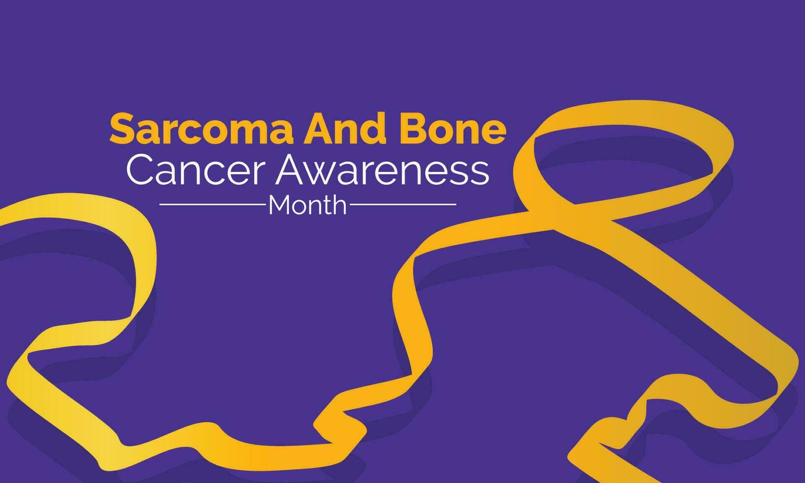 Sarcoma and Bone Cancer Awareness Calligraphy Poster Design. White background and Realistic Yellow Ribbon . Vector Design Template For Poster.