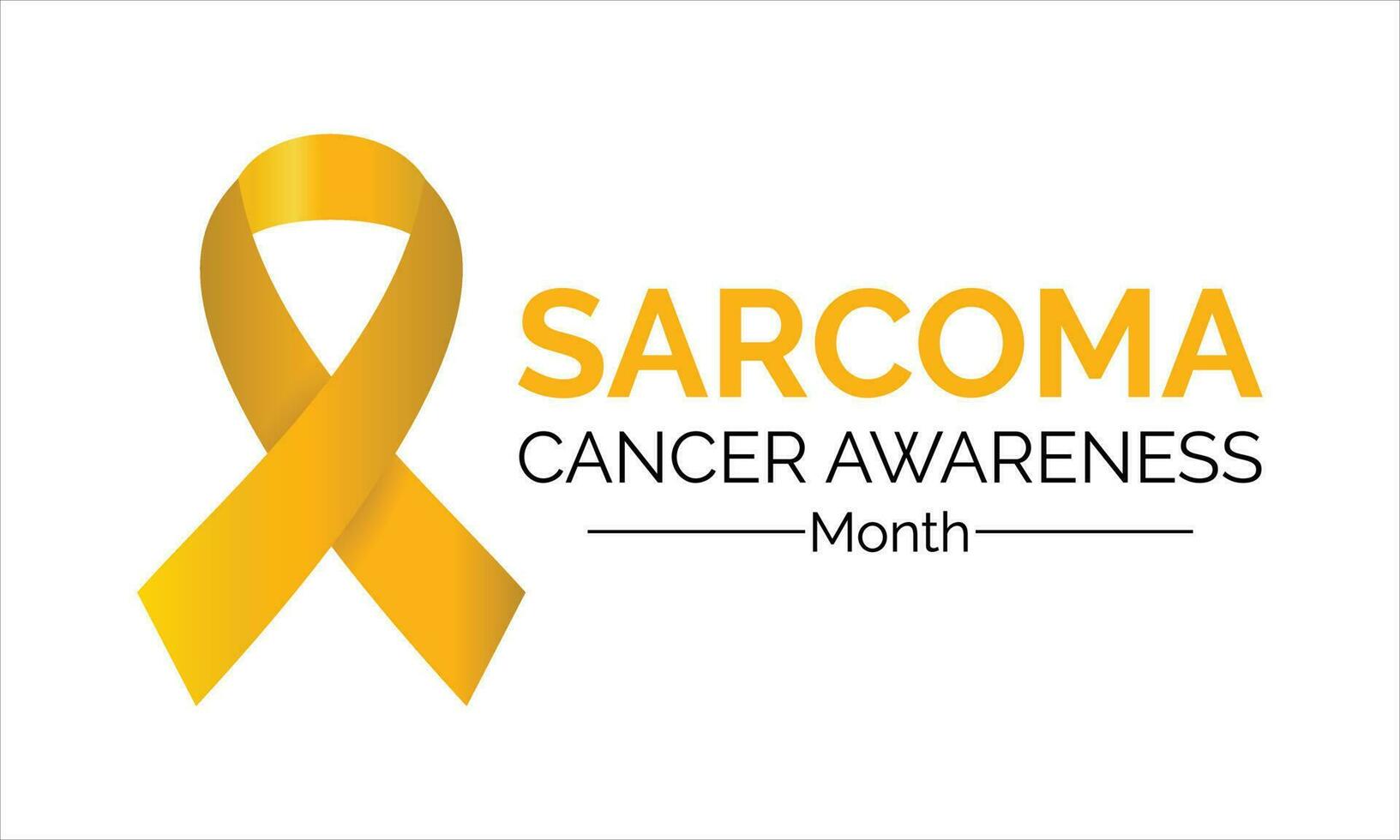 Sarcoma and Bone Cancer Awareness Calligraphy Poster Design. White background and Realistic Yellow Ribbon . Vector Design Template For Poster.