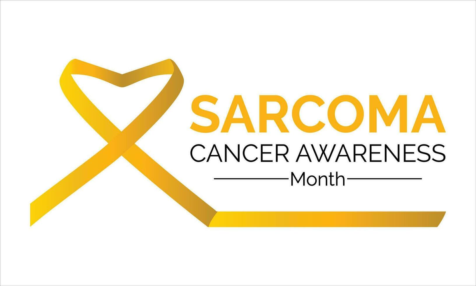 Sarcoma and Bone Cancer Awareness Calligraphy Poster Design. White background and Realistic Yellow Ribbon . Vector Design Template For Poster.