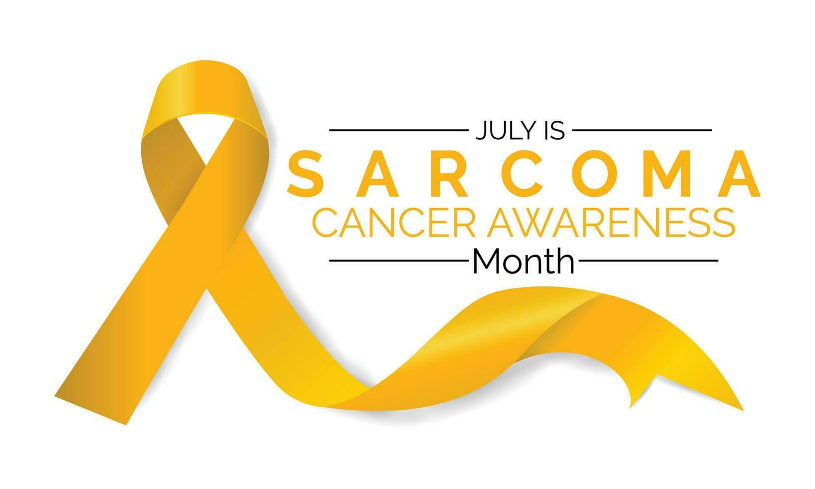 Sarcoma and Bone Cancer Awareness Calligraphy Poster Design. White background and Realistic Yellow Ribbon . Vector Design Template For Poster.
