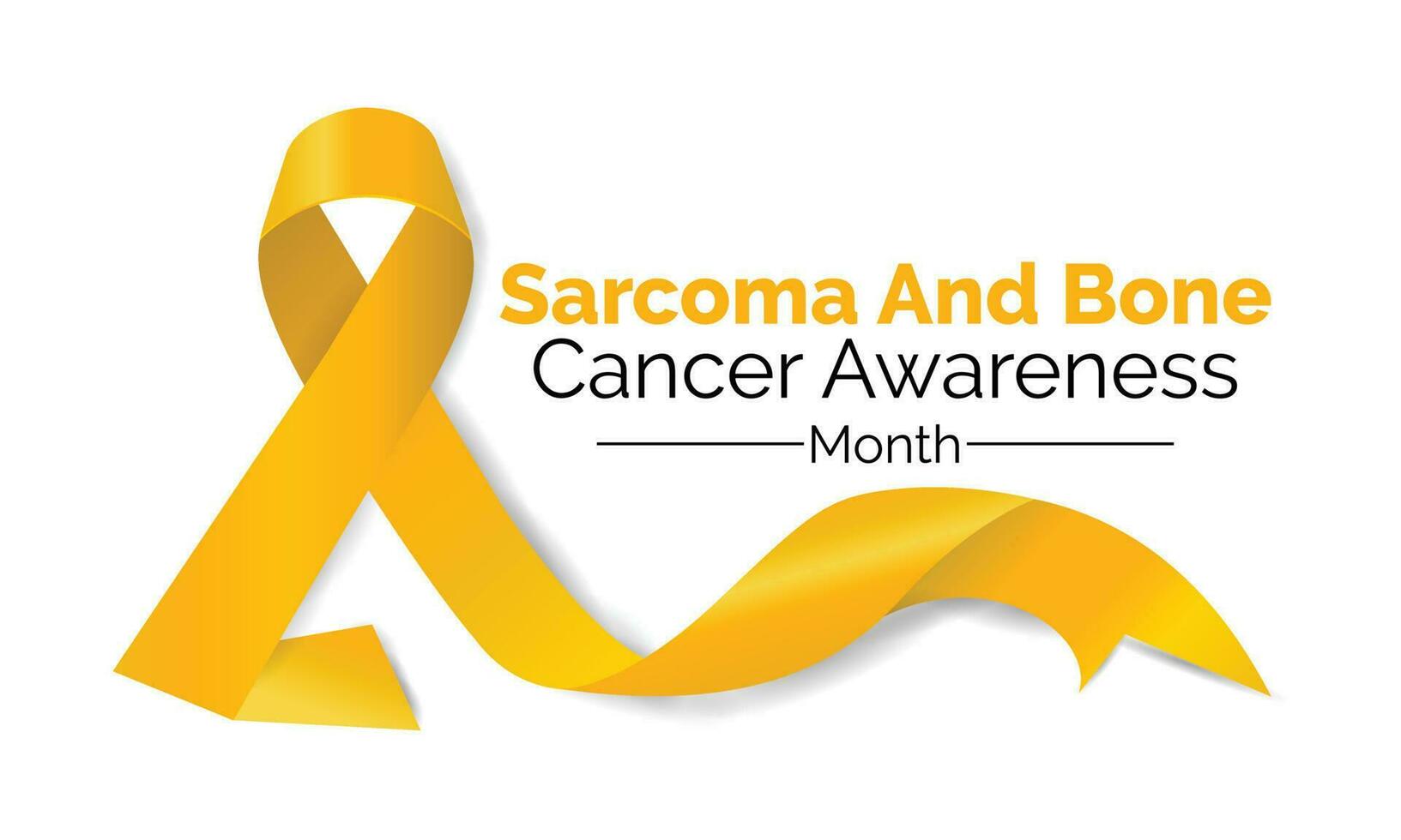 Sarcoma and Bone Cancer Awareness Calligraphy Poster Design. White background and Realistic Yellow Ribbon . Vector Design Template For Poster.