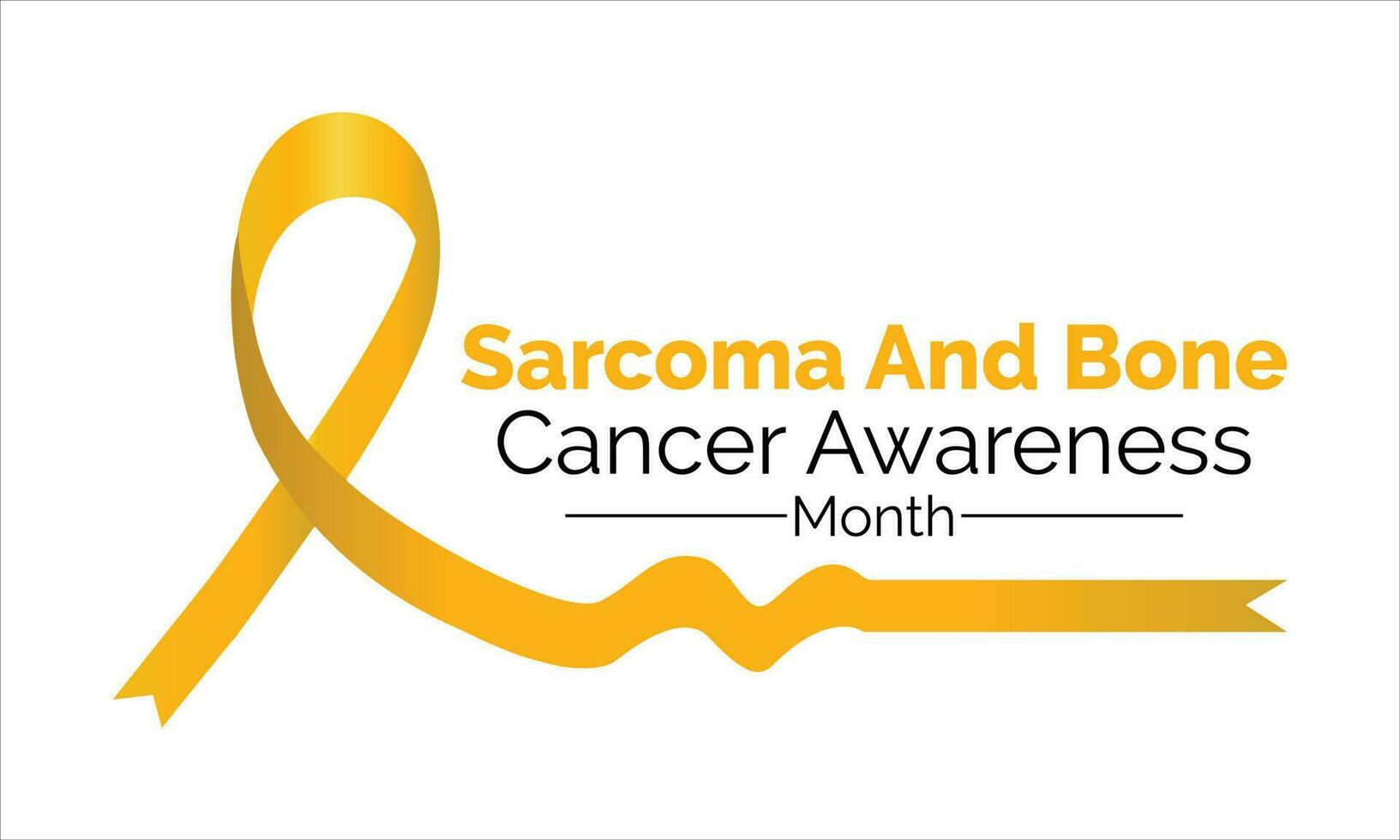 Sarcoma and Bone Cancer Awareness Calligraphy Poster Design. White background and Realistic Yellow Ribbon . Vector Design Template For Poster.