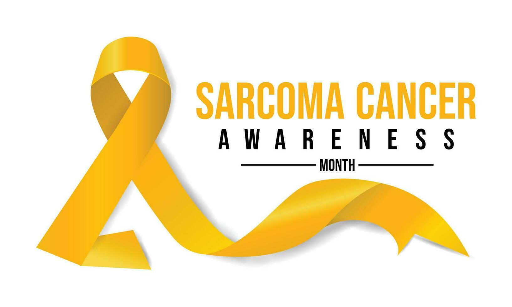Sarcoma and Bone Cancer Awareness Calligraphy Poster Design. White background and Realistic Yellow Ribbon . Vector Design Template For Poster.