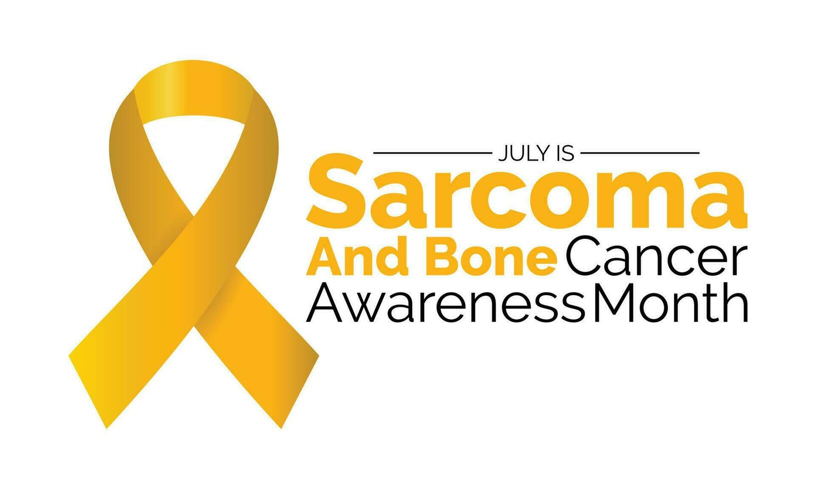 Sarcoma and Bone Cancer Awareness Calligraphy Poster Design. White background and Realistic Yellow Ribbon . Vector Design Template For Poster.