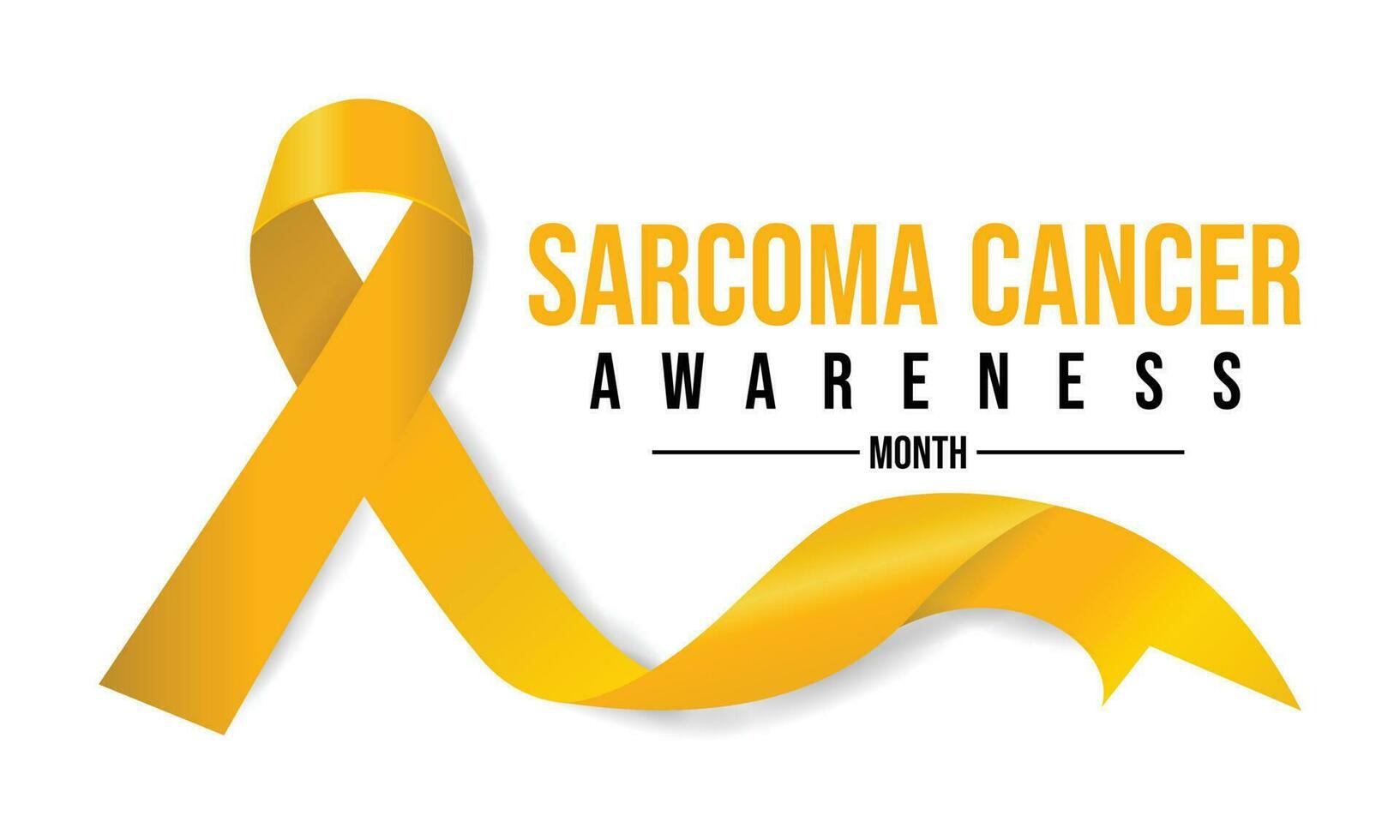 Sarcoma and Bone Cancer Awareness Calligraphy Poster Design. White background and Realistic Yellow Ribbon . Vector Design Template For Poster.