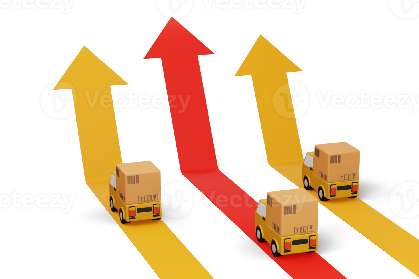 Delivery car with parcel box, transport vehicle, 3d rendering png