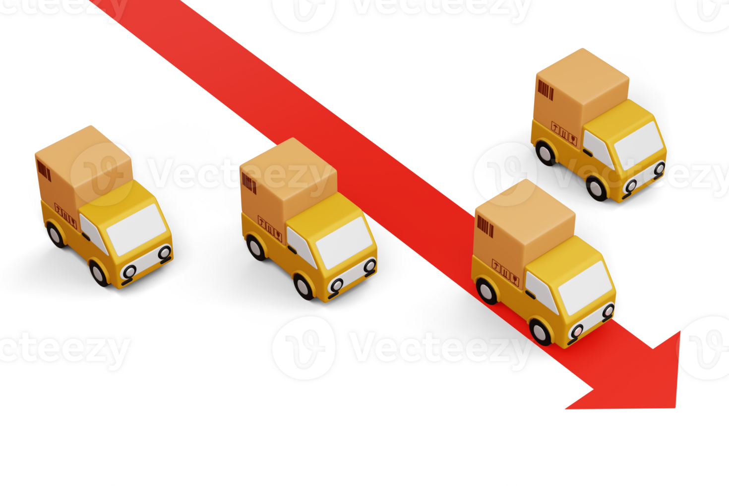 Delivery car with parcel box, transport vehicle, 3d rendering png