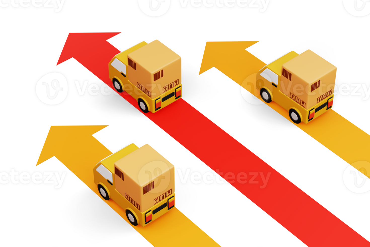 Delivery car with parcel box, transport vehicle, 3d rendering png