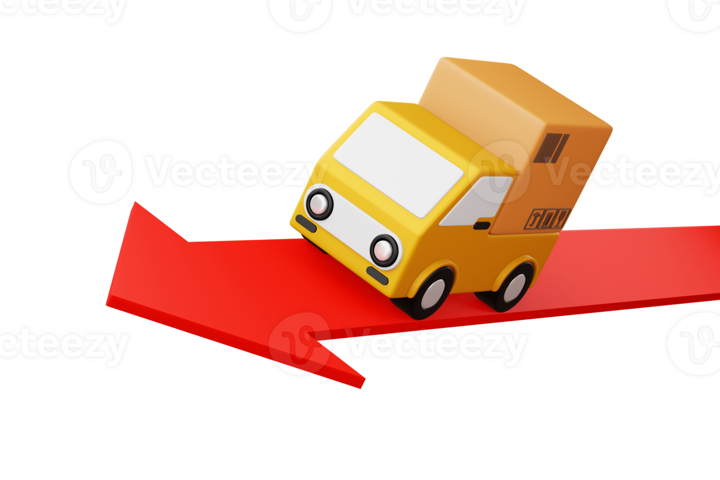 Delivery car with parcel box, transport vehicle, 3d rendering png