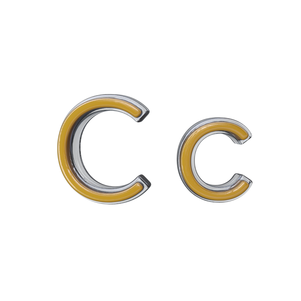 Letter C 3D render transparent background png