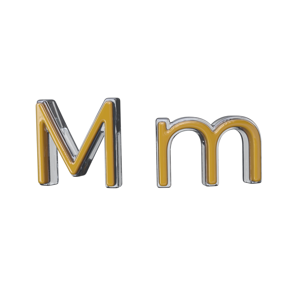 Letter M 3D render transparent background png