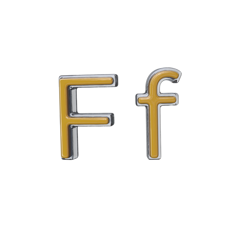 Letter F 3D render transparent background png