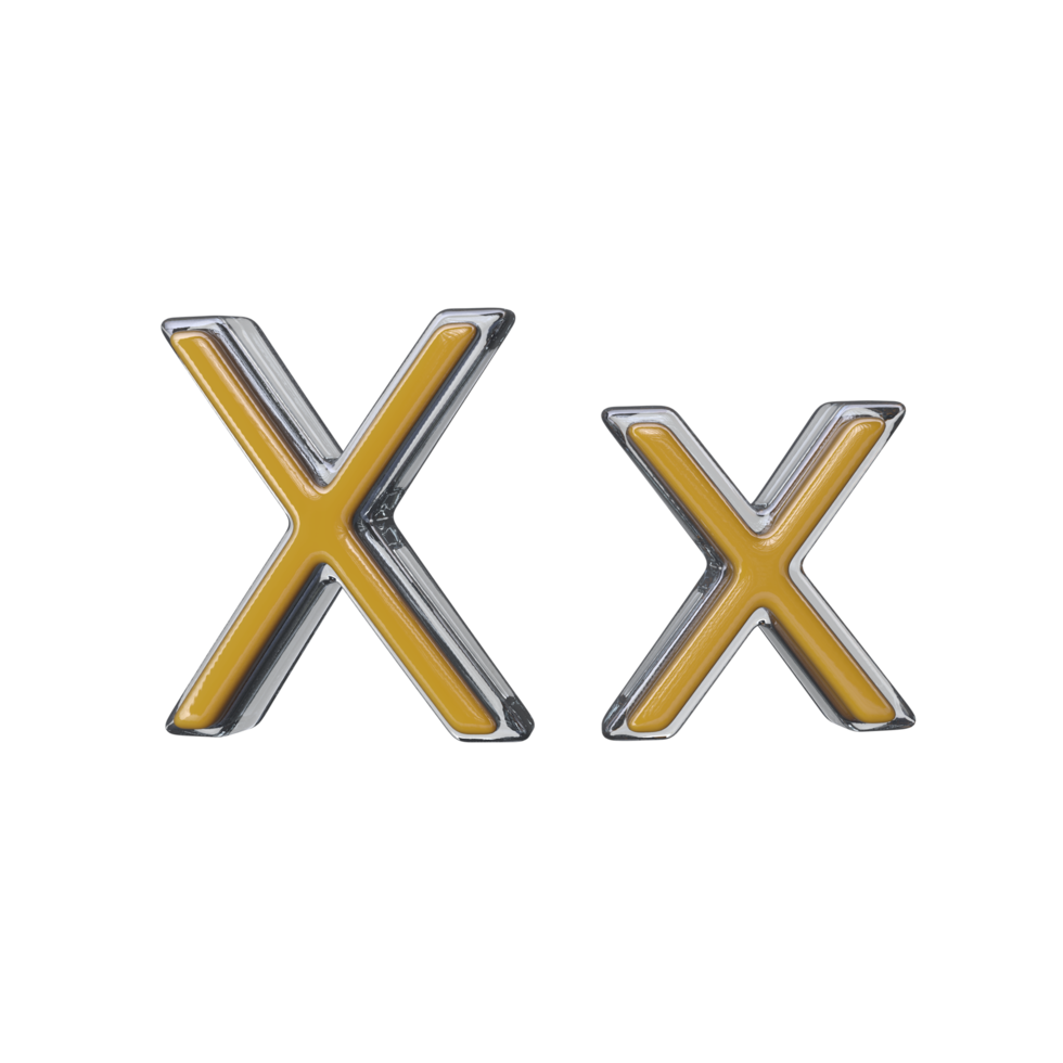 Letter X 3D render transparent background png