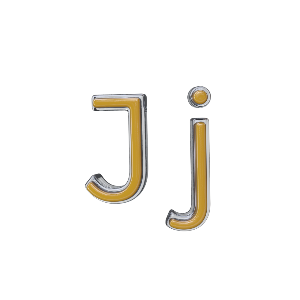 Letter J 3D render transparent background png