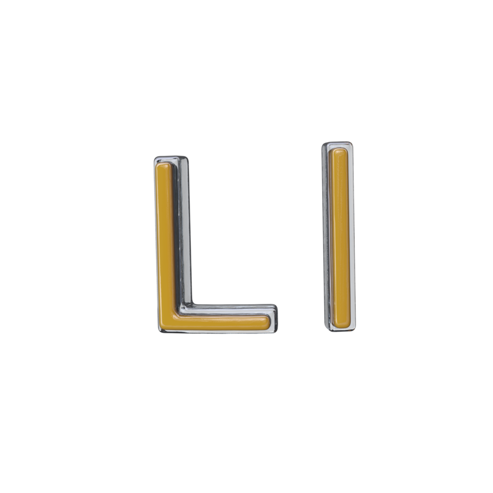 Letter L 3D render transparent background png