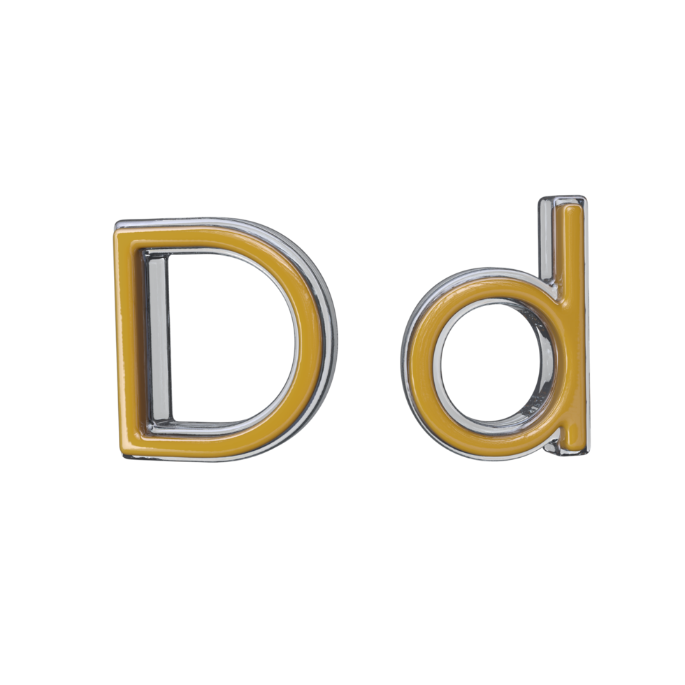 Letter D 3D render transparent background png