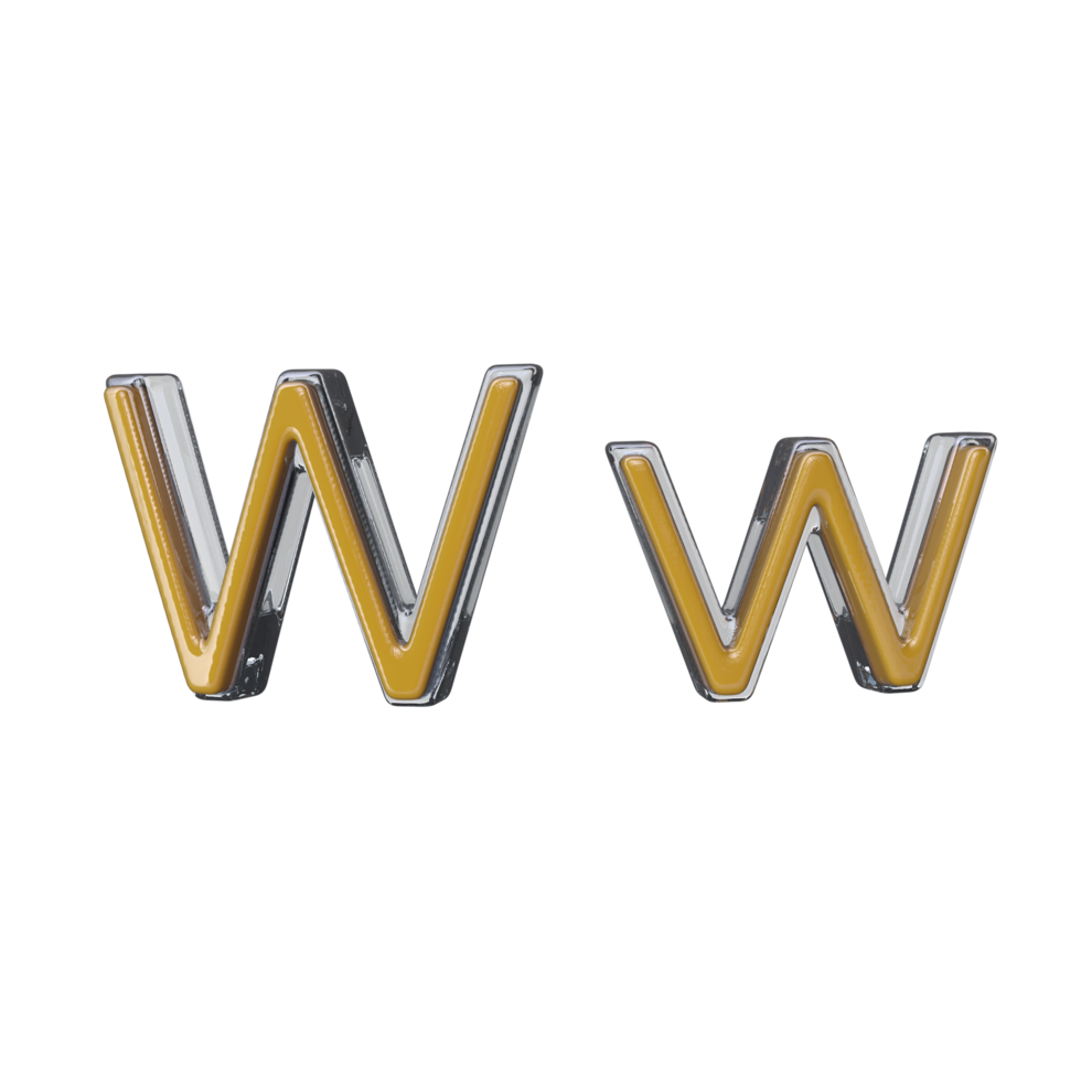 Letter W 3D render transparent background png