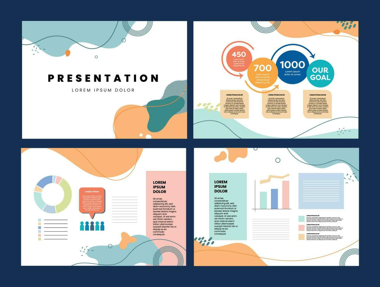 flat design vector geometric wave business presentation set collection