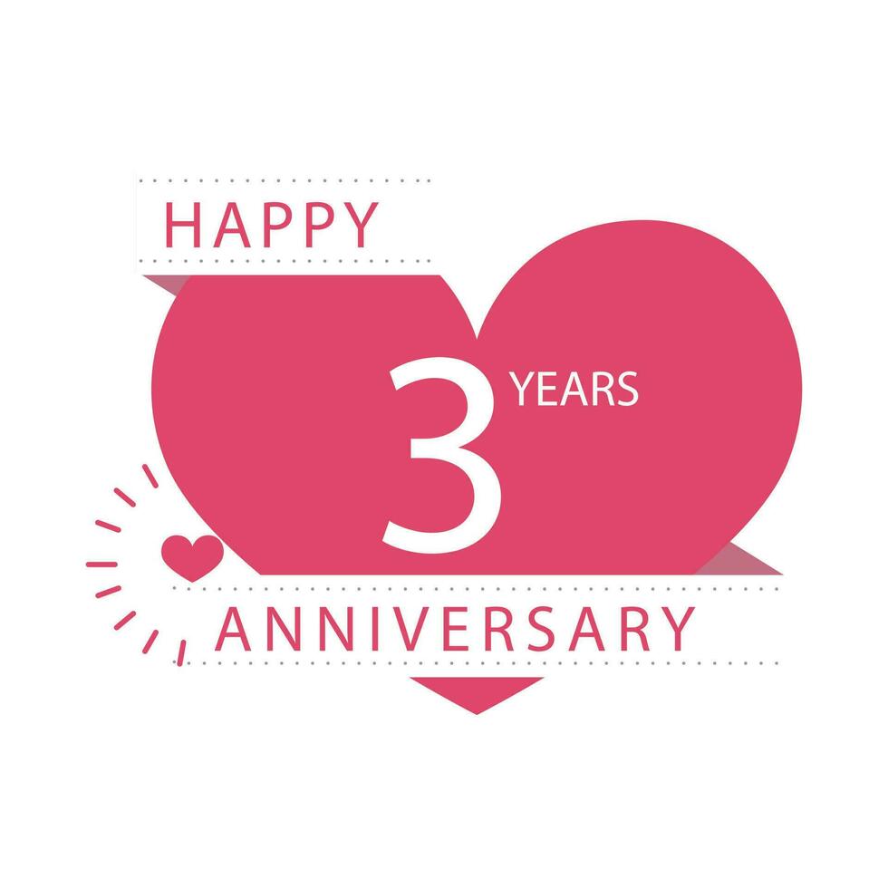 Happy Three Years Anniversary Love Celebration Vector