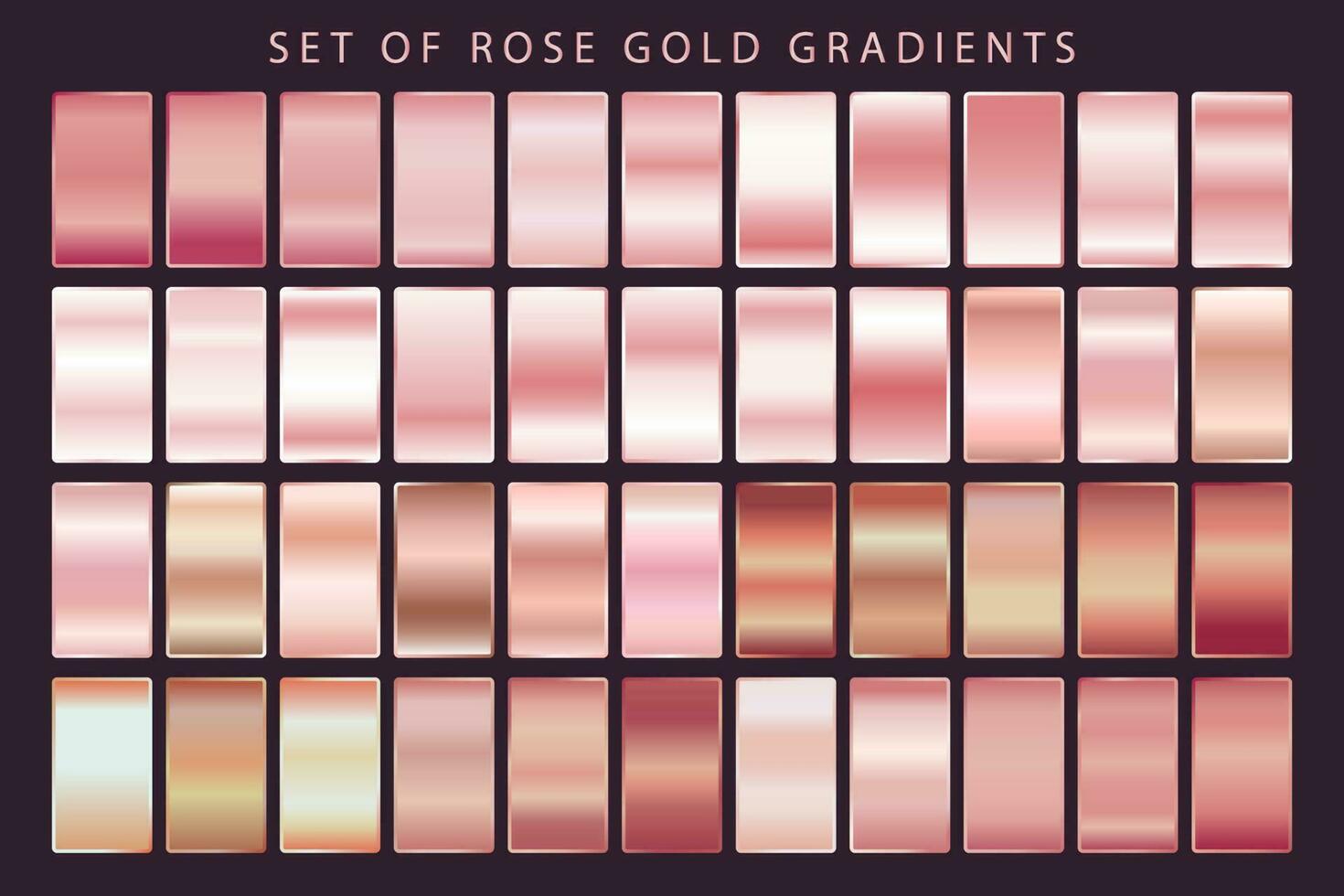 Set of Rose Gold Metallic Gradients Collection Flat Vector