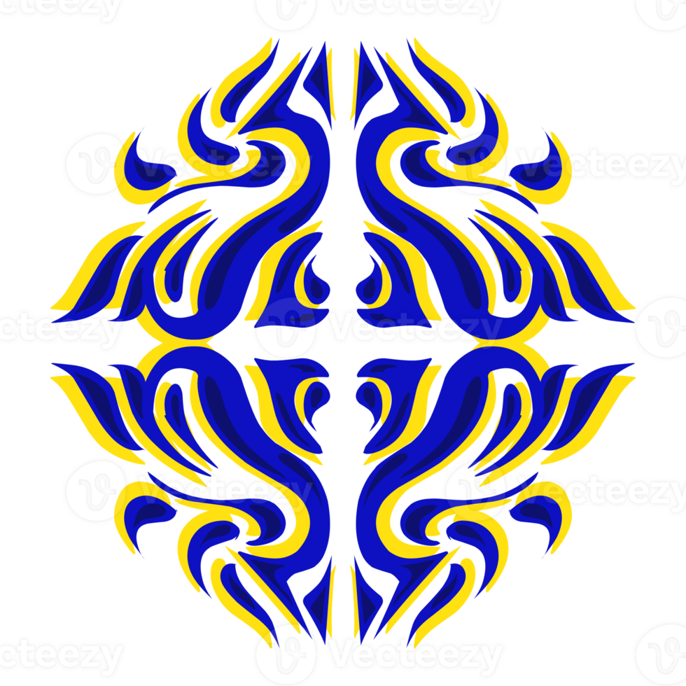 Illustration of blue tribal tattoo with yellow shading png