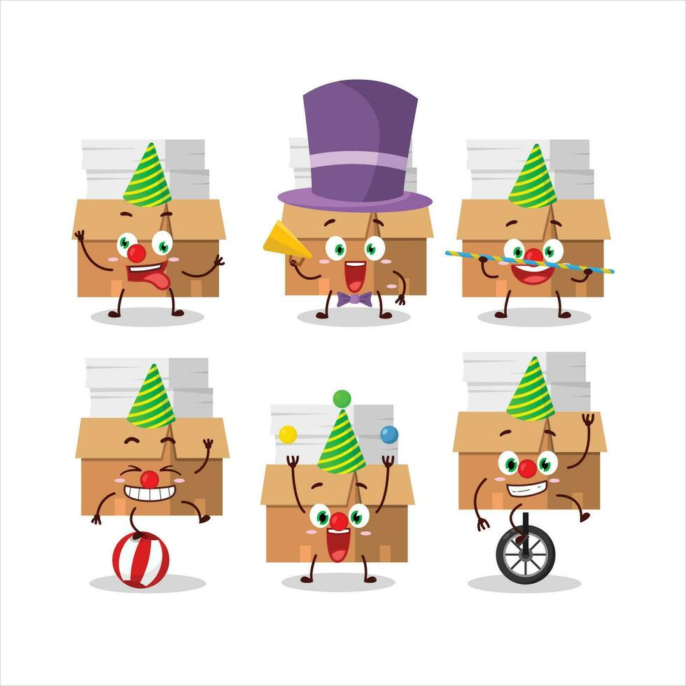 Cartoon character of office boxes with paper with various circus shows vector