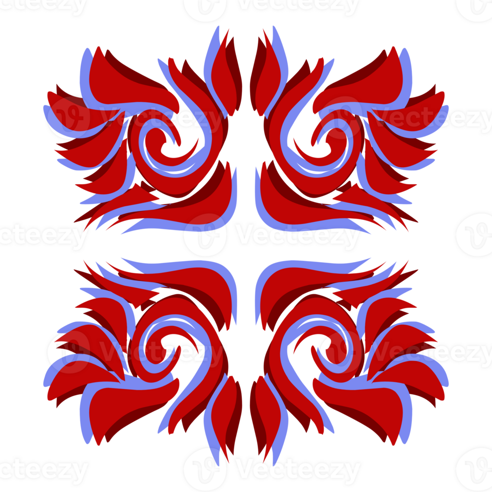 Illustration of red tribal tattoo with blue shading png