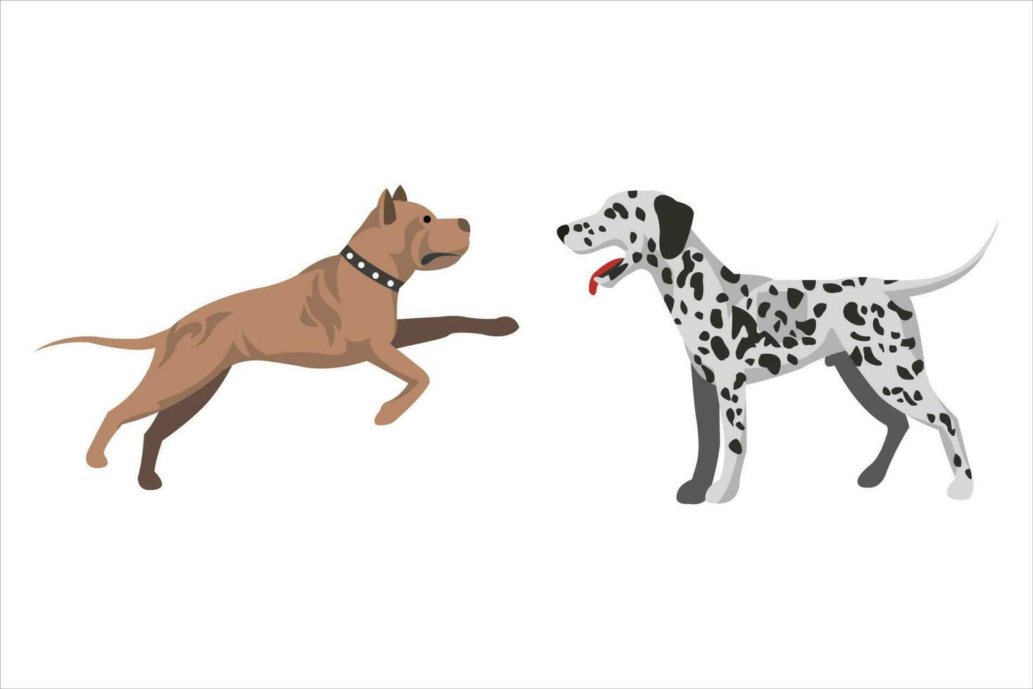 Collection of dogs. two dogs facing each other, realistic dog vector. Vector illustration