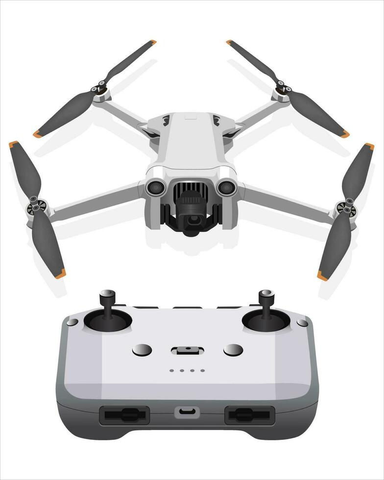 realista vector quadcopter con remoto cámara en blanco antecedentes.