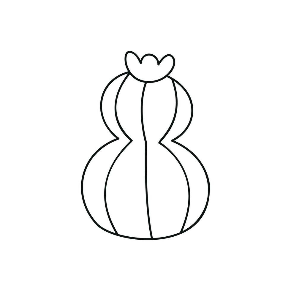 Hand drawn linear vector illustration of a cactus