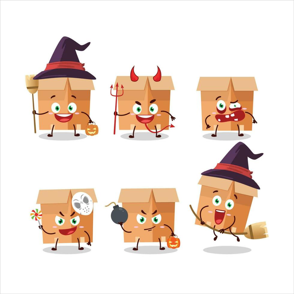 Halloween expression emoticons with cartoon character of office boxes vector