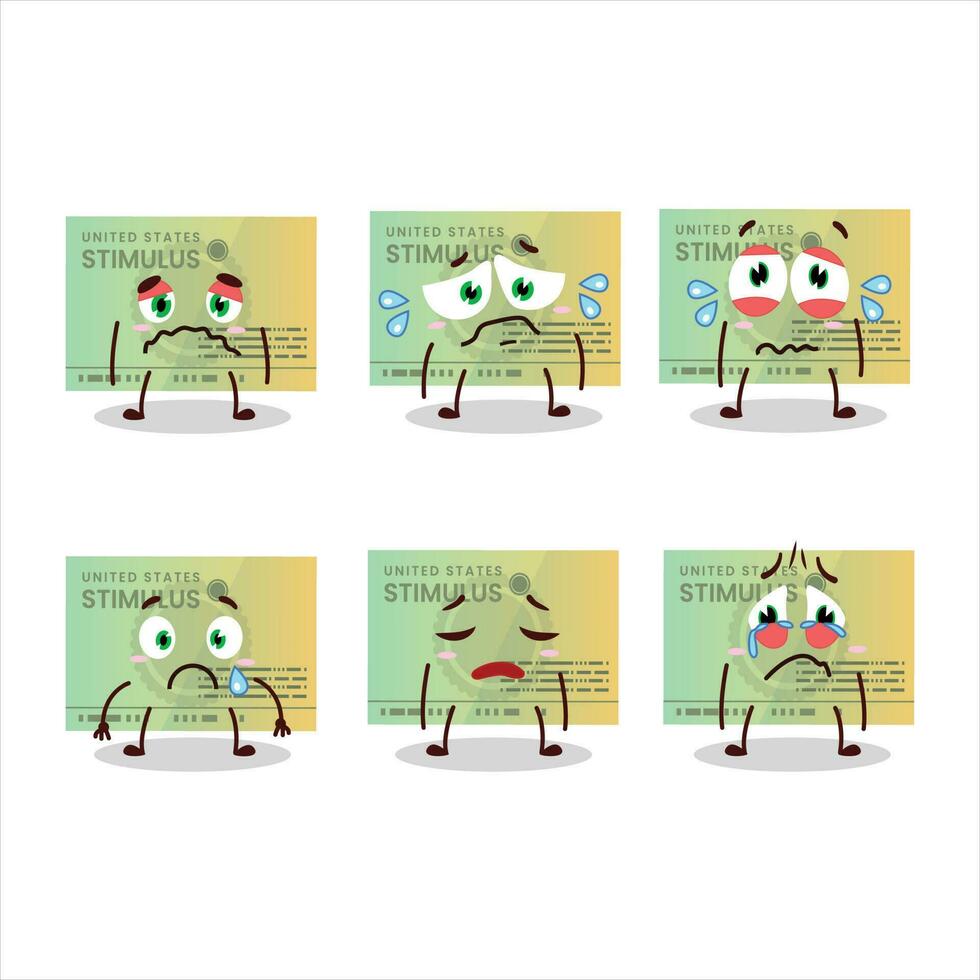 Stimulsus check cartoon character with sad expression vector