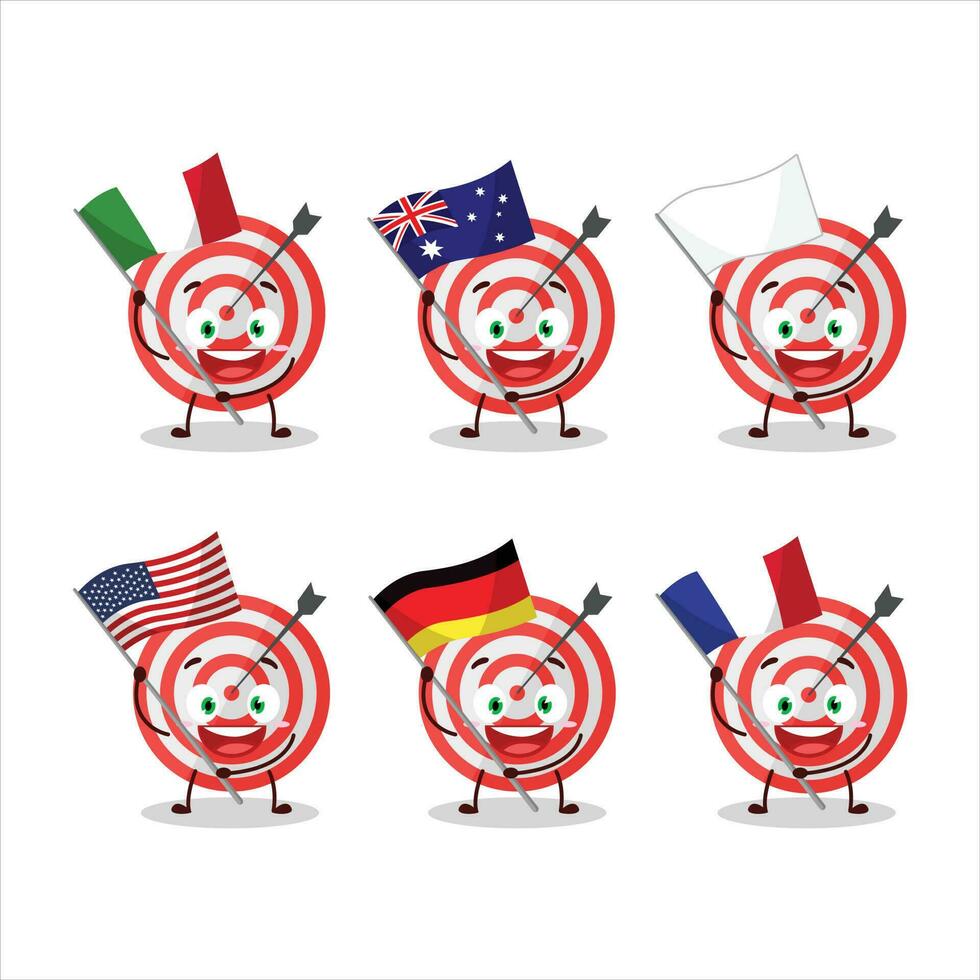 Target cartoon character bring the flags of various countries vector