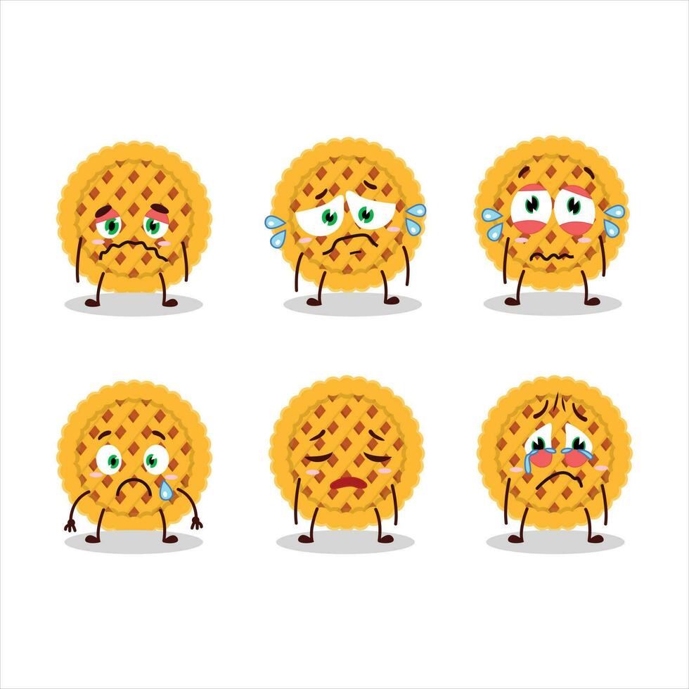 Pumpkin pie cartoon character with sad expression vector