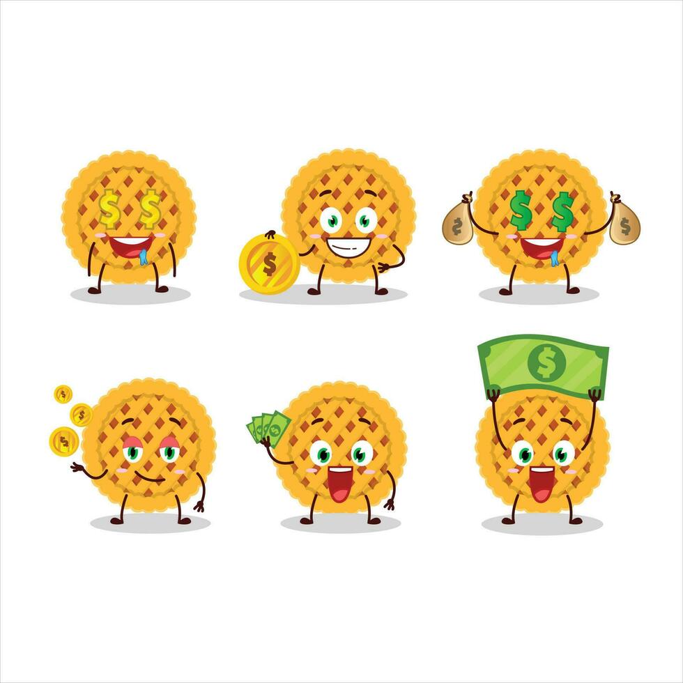 Pumpkin pie cartoon character with cute emoticon bring money vector