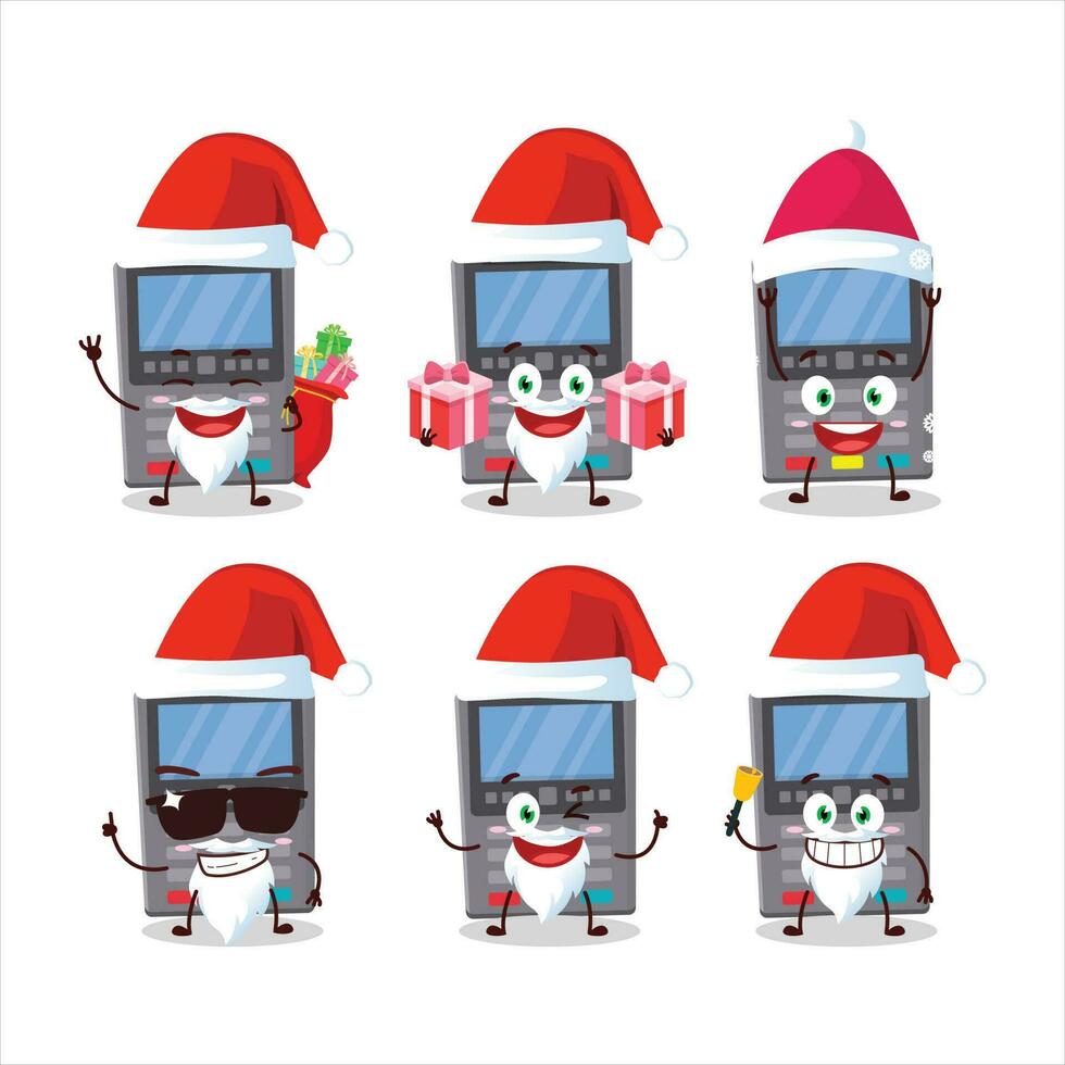 Santa Claus emoticons with grey payment terminal cartoon character vector