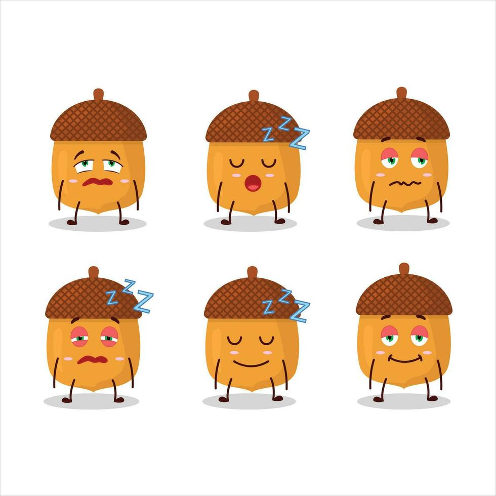 dibujos animados personaje de nueces con soñoliento expresión vector