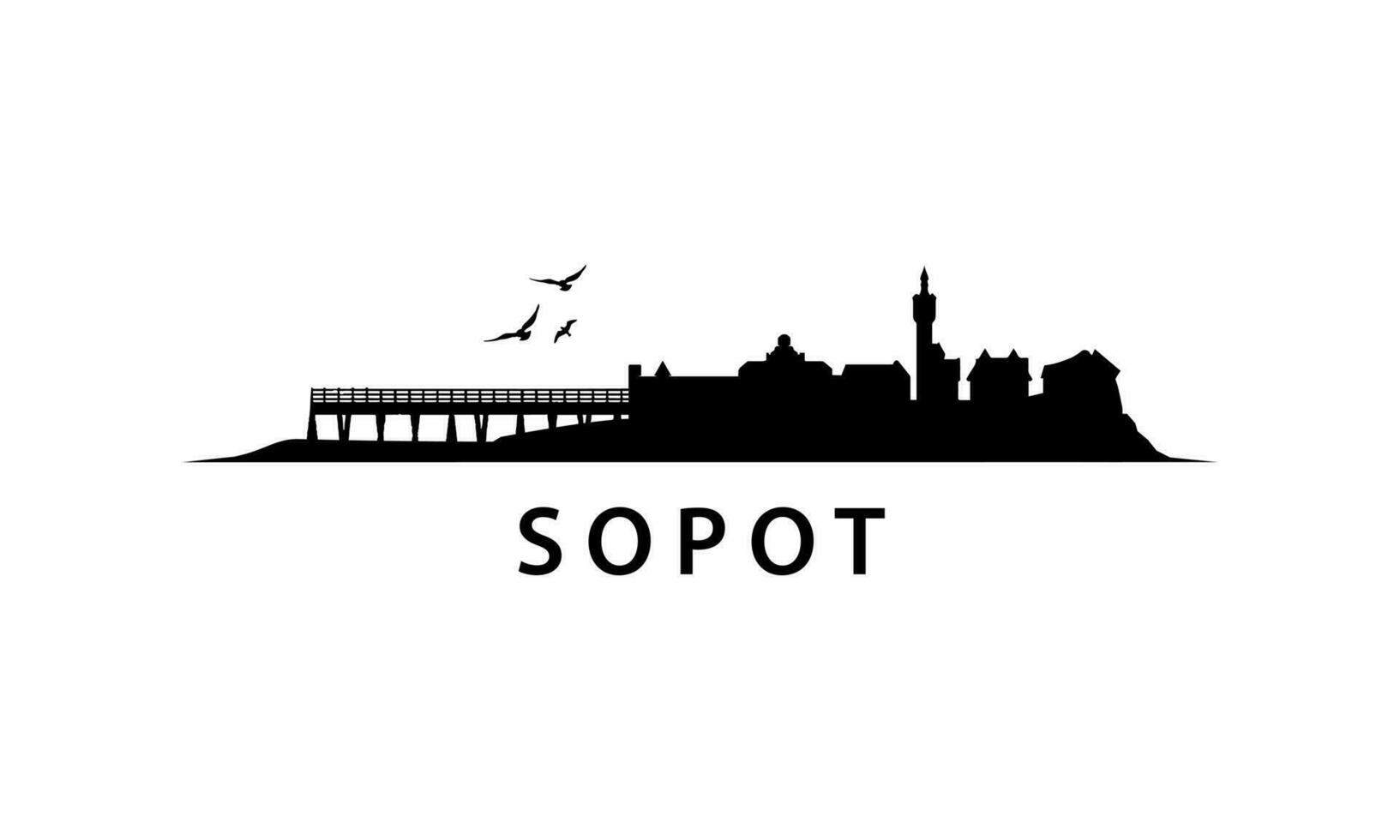 Sopot Skyline in Poland. Vector Polish Landscape