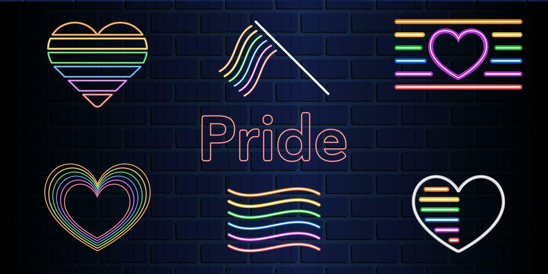 Collection of LGBTQ community, symbols isolated. Flat vector stock graphic. Concept of LGBTQ people, gays, lesbians. asexuals. Illustration with LGBTQ signs. Pride month
