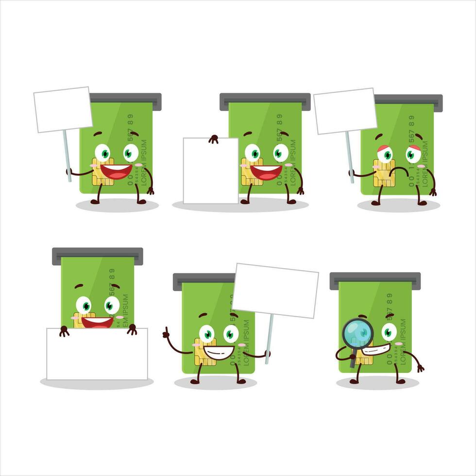 ATM card slot cartoon character bring information board vector