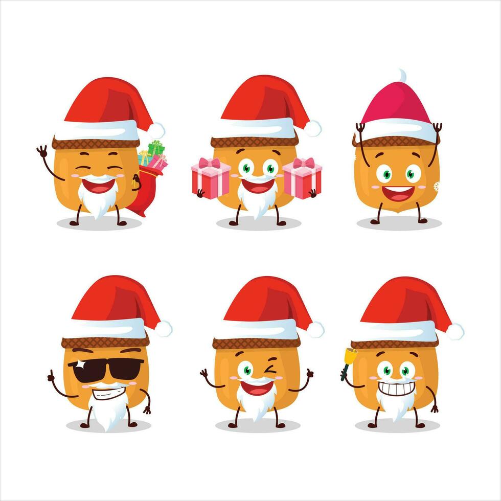 Papa Noel claus emoticones con nueces dibujos animados personaje vector